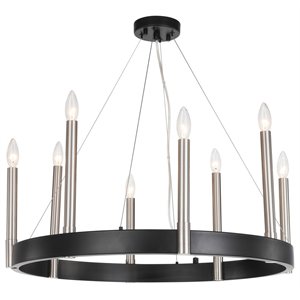 Woodbridge Lighting Garrett 8-light Circular Glass Pendant Chandelier in Nickel