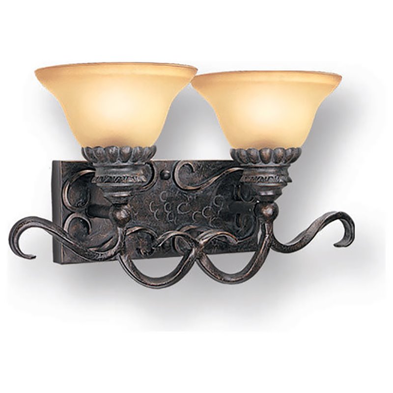 Woodbridge Lighting Rosedale 2-light Glass Bathroom Light in Tortoise/Bronze