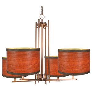 Woodbridge Lighting Hudson 4-light Metal & Veneer Chandelier in Nickel/Brulee