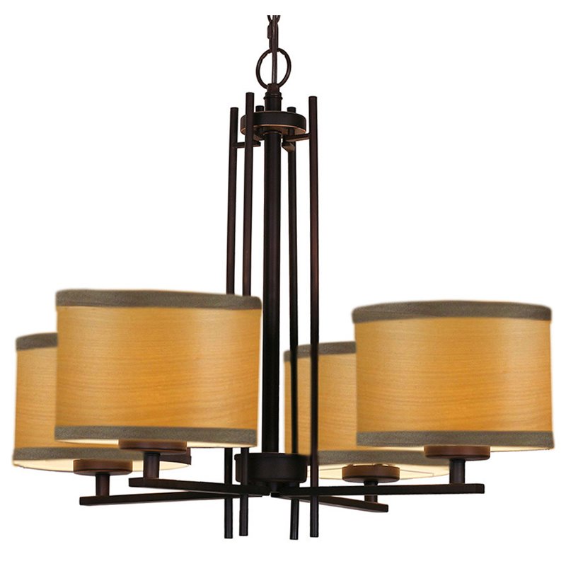Woodbridge Lighting Hudson 4-light Metal & Veneer Chandelier in Bronze/Nougat