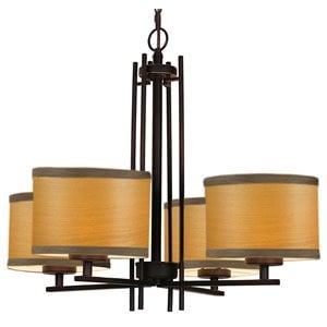 Woodbridge Lighting Hudson 4-light Metal & Veneer Chandelier in Bronze/Nougat