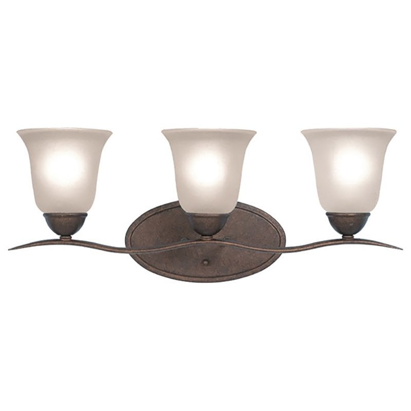 Woodbridge Lighting Beaconsfield 3-light Glass Bathroom Light in Marbled Bronze