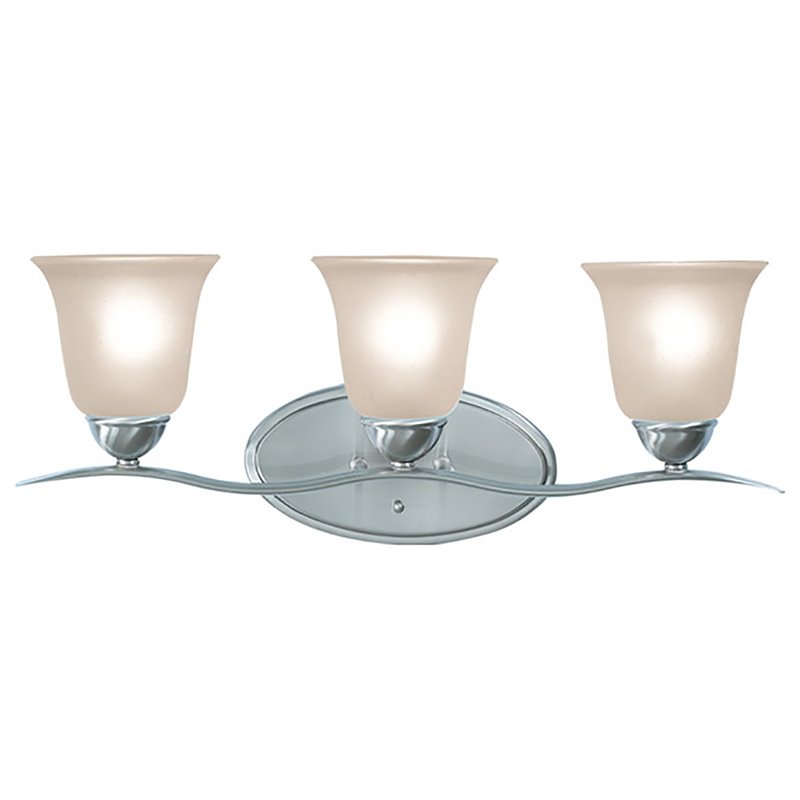 Woodbridge Lighting Beaconsfield 3-light Glass Bathroom Light in Satin Nickel
