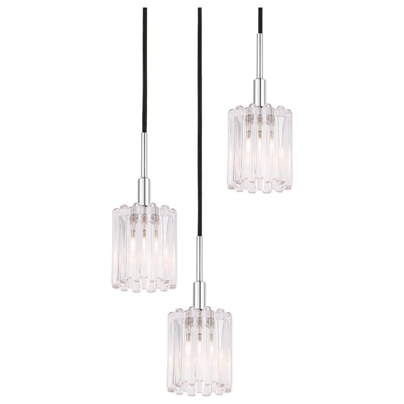 Woodbridge Lighting Candice 3-light Glass Cluster Pendant in Nickel