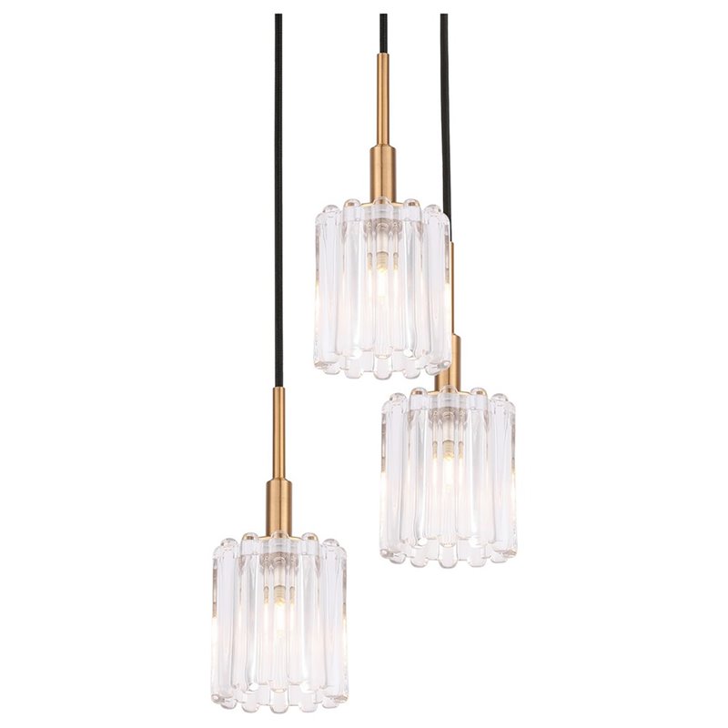 Woodbridge Lighting Candice 5-light Glass Cluster Pendant in Swizzle Stick/Brass