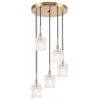 Woodbridge Lighting Candice 5-light Glass Cluster Pendant in Swizzle Stick/Brass