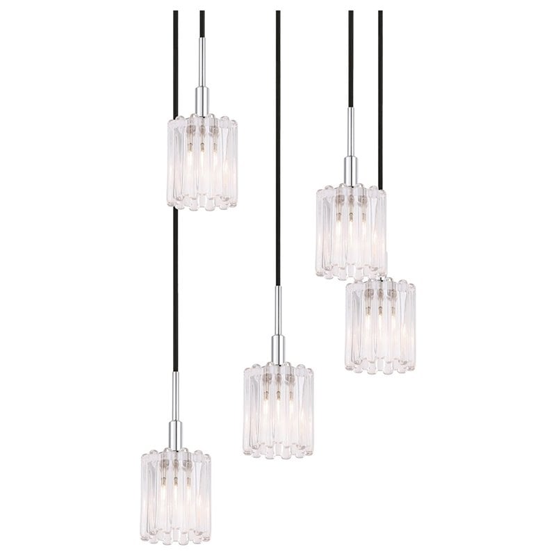 Woodbridge Lighting Candice 5-light Glass Cluster Pendant in Nickel