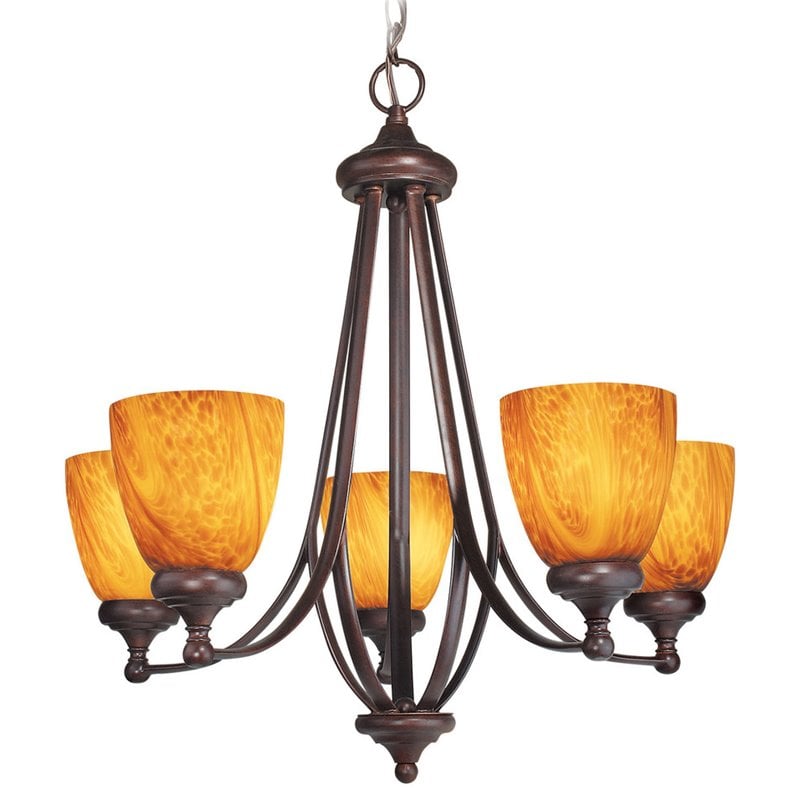 Woodbridge Lighting Kenshaw 5-light Steel Metal Chandelier in Bordeaux/Bronze