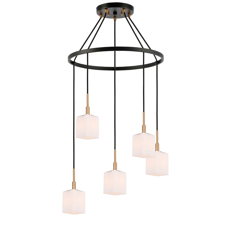 Woodbridge Lighting Langston 5-Light Metal Chandelier in Brass/Bronze