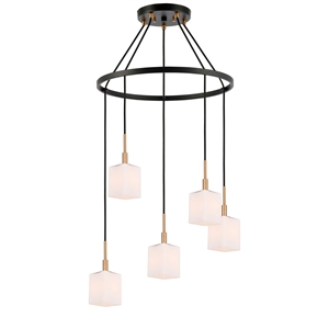 Woodbridge Lighting Langston 5-Light Metal Chandelier in Brass/Bronze