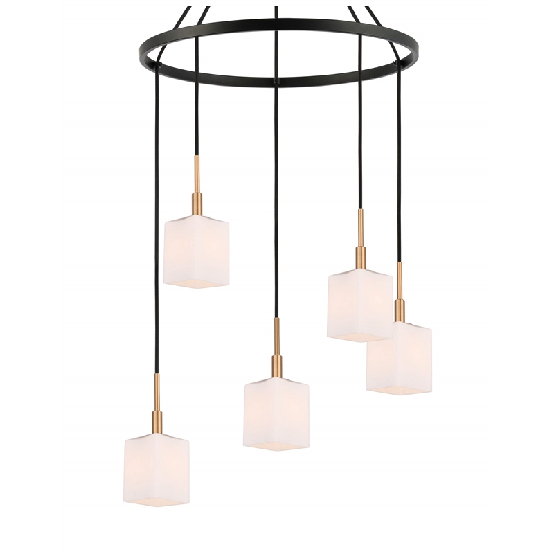 Woodbridge Lighting Langston 5-Light Metal Chandelier in Brass/Bronze