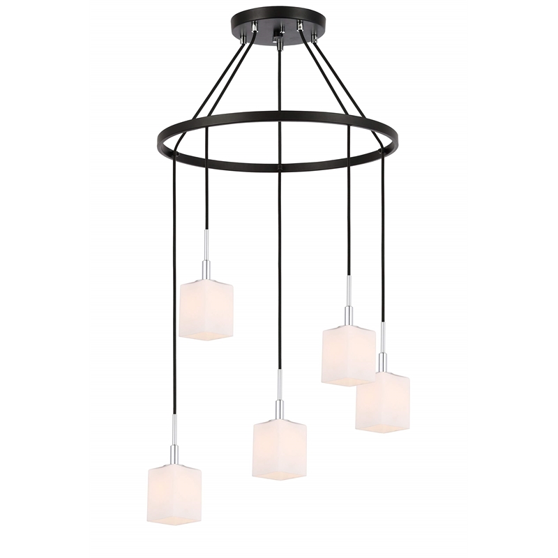 Woodbridge Lighting Langston 5-Light Metal Chandelier in Chrome/Bronze