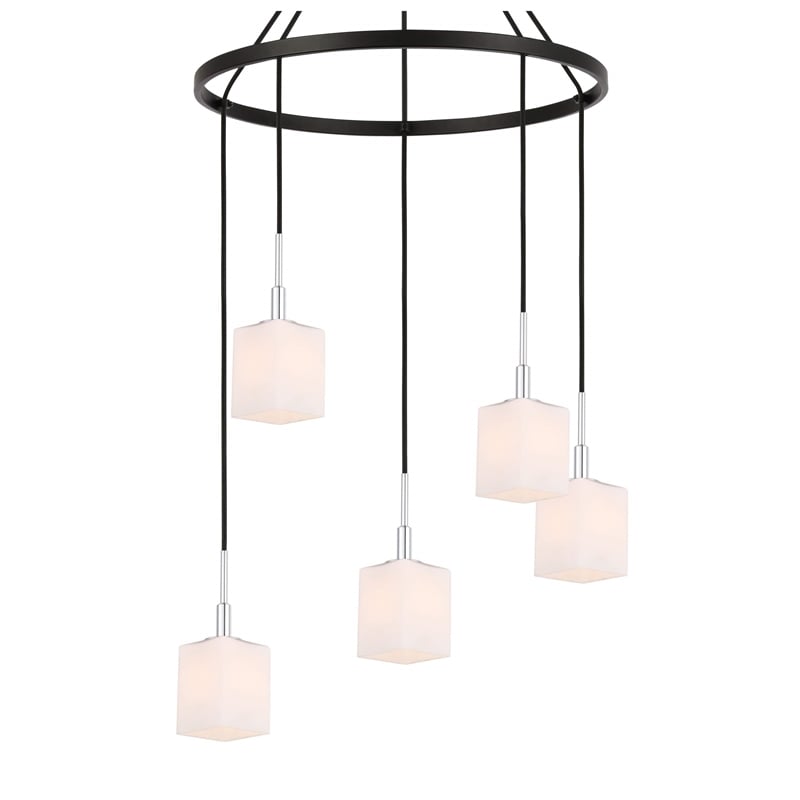 Woodbridge Lighting Langston 5-Light Metal Chandelier in Chrome/Bronze