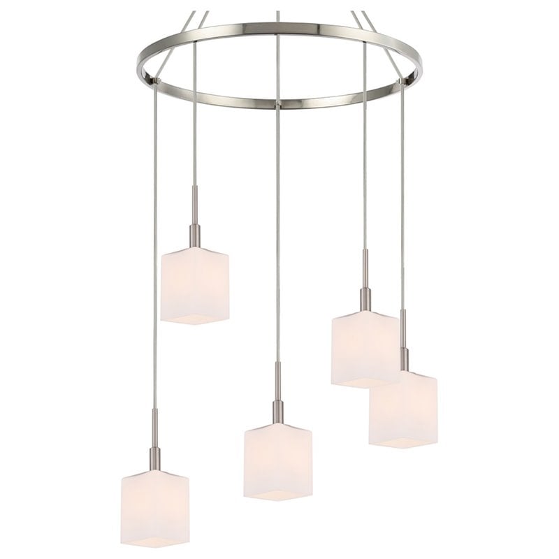 Woodbridge Lighting Langston 5-Light Metal Chandelier in Satin Nickel