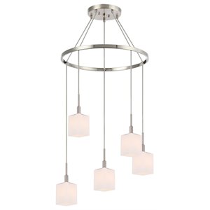 Woodbridge Lighting Langston 5-Light Metal Chandelier in Satin Nickel