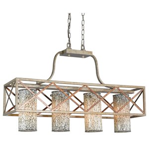 woodbridge lighting braid 4-light metal/glass island light in gray/white