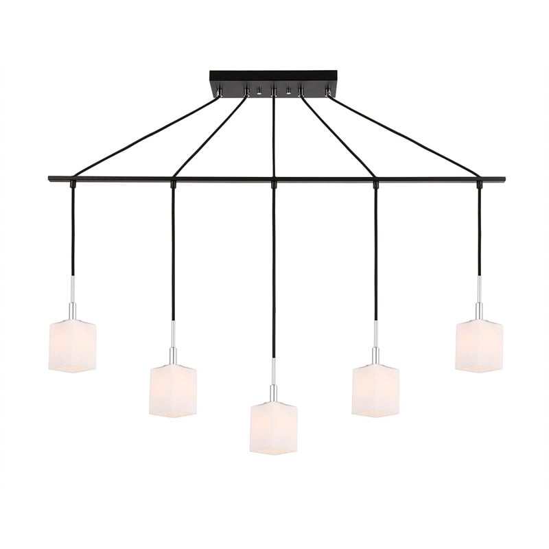 Woodbridge Lighting Langston Metal Linear Pendant in Chrome/Bronze