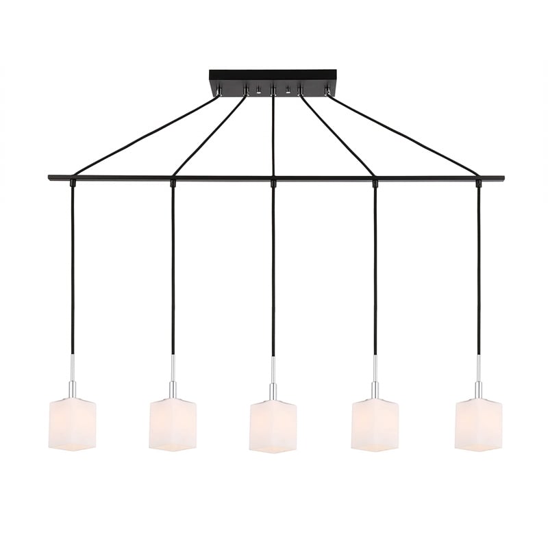 Woodbridge Lighting Langston Metal Linear Pendant in Chrome/Bronze