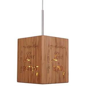 Woodbridge Lighting Light House Bible Cube Bamboo Mini Pendant in Natural/Nickel
