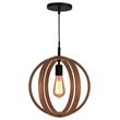 Woodbridge Lighting Celestial 1 Light Wood Pendant in Bronze/Ash