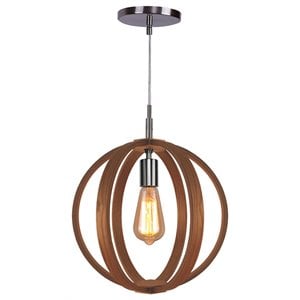 Woodbridge Lighting Celestial 1 Light Wood Pendant in Satin Nickel/Ash
