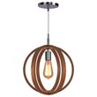 Woodbridge Lighting Celestial 1 Light Wood Pendant in Satin Nickel/Ash