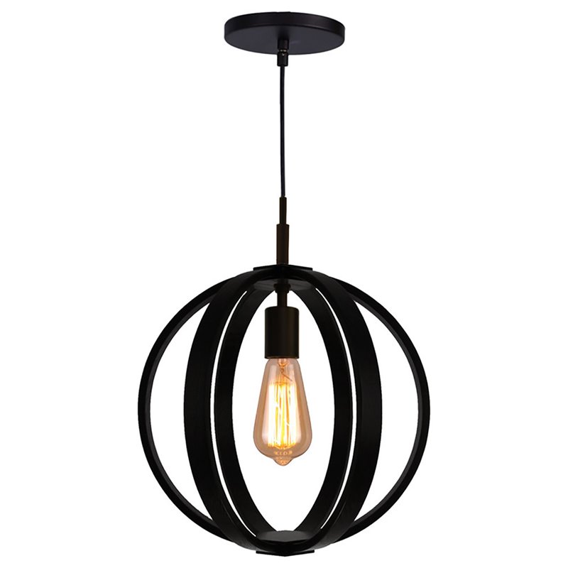 Woodbridge Lighting Celestial 1 Light Wood Pendant in Bronze/Wenge Black