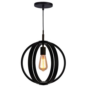 Woodbridge Lighting Celestial 1 Light Wood Pendant in Bronze/Wenge Black