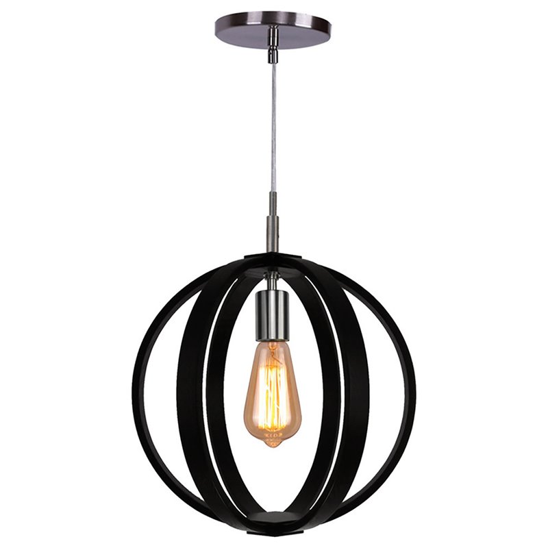 Woodbridge Lighting Celestial 1 Light Wood Pendant in Satin Nickel/Wenge Black