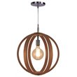 Woodbridge Lighting Celestial 1 Light Wood/Metal Pendant in Satin Nickel/Ash