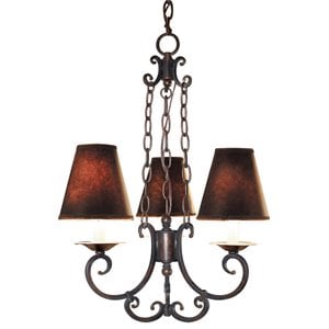 Woodbridge Lighting Montgomery 3-Light Metal Chandelier in Auburn Brown