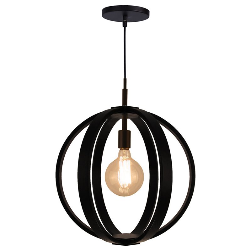 Woodbridge Lighting Celestial 1 Light Wood Pendant in Bronze/Black