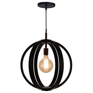 Woodbridge Lighting Celestial 1 Light Wood Pendant in Bronze/Black