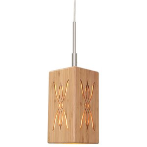 Woodbridge Lighting Light House Symmetry Bamboo Mini-Pendant in Natural/Nickel