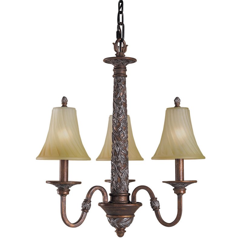 Woodbridge Lighting Vergennes 3-Light Metal Chandelier in Bark Brown