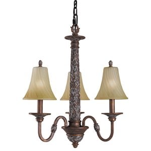 Woodbridge Lighting Vergennes 3-Light Metal Chandelier in Bark Brown