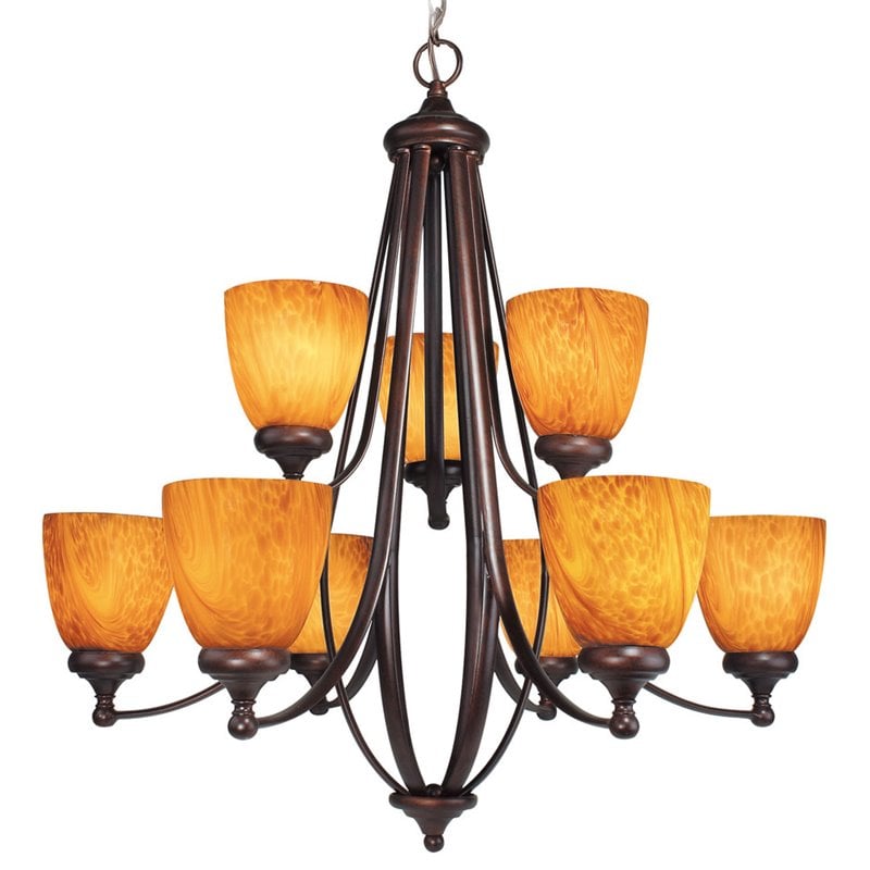 Woodbridge Lighting Kenshaw 9-Light Metal Chandelier in Bordeaux Brown