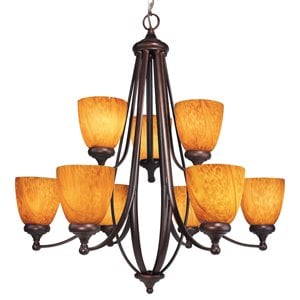 Woodbridge Lighting Kenshaw 9-Light Metal Chandelier in Bordeaux Brown