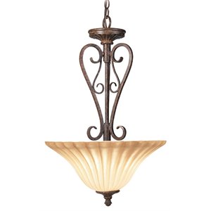 Woodbridge Lighting Avondale Large 2-Light Bowl Metal Pendant in Rustic Brown