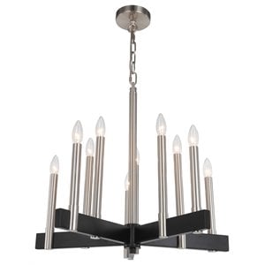 Woodbridge Lighting Garrett 10-Light Metal Chandelier in Antique Nickel