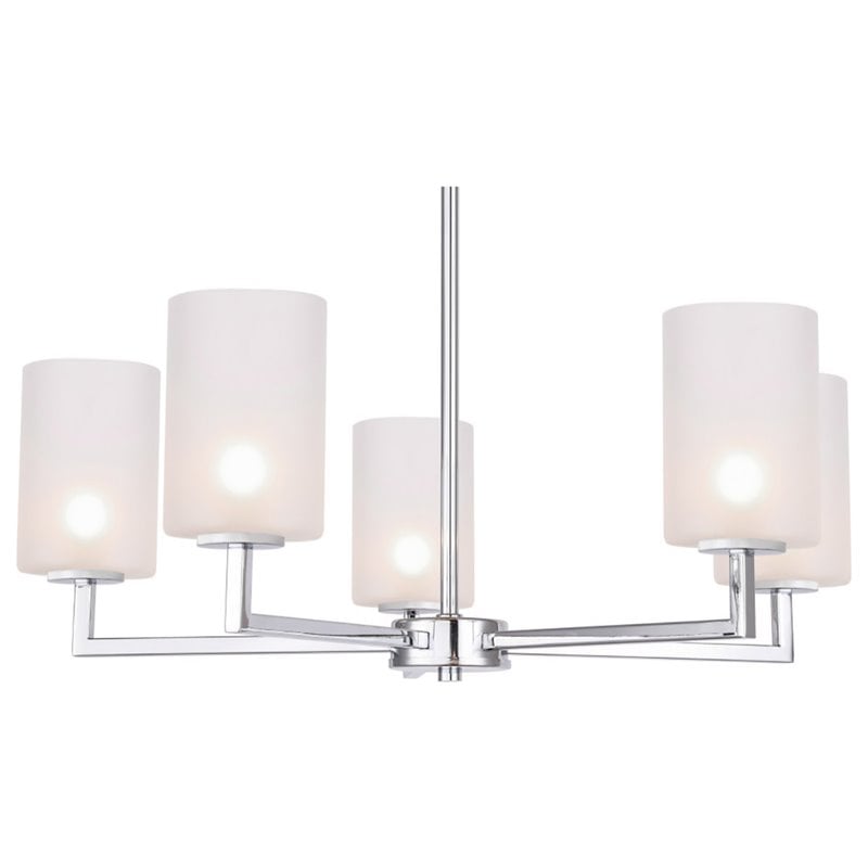 Woodbridge Lighting Candice 5-Light Opal Cylinder Metal Chandelier in Chrome