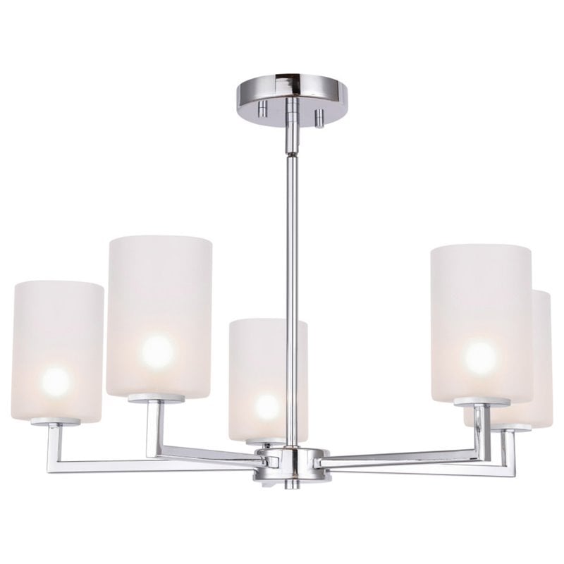 Woodbridge Lighting Candice 5-Light Opal Cylinder Metal Chandelier in Chrome