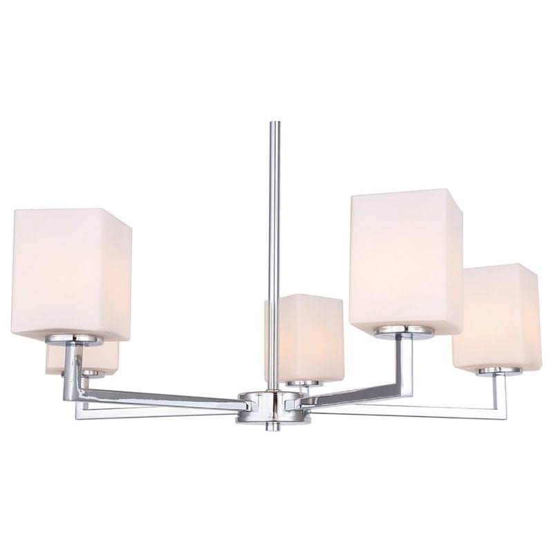 Woodbridge Lighting Candice 5-Light Opal Square Glass Metal Chandelier in Chrome