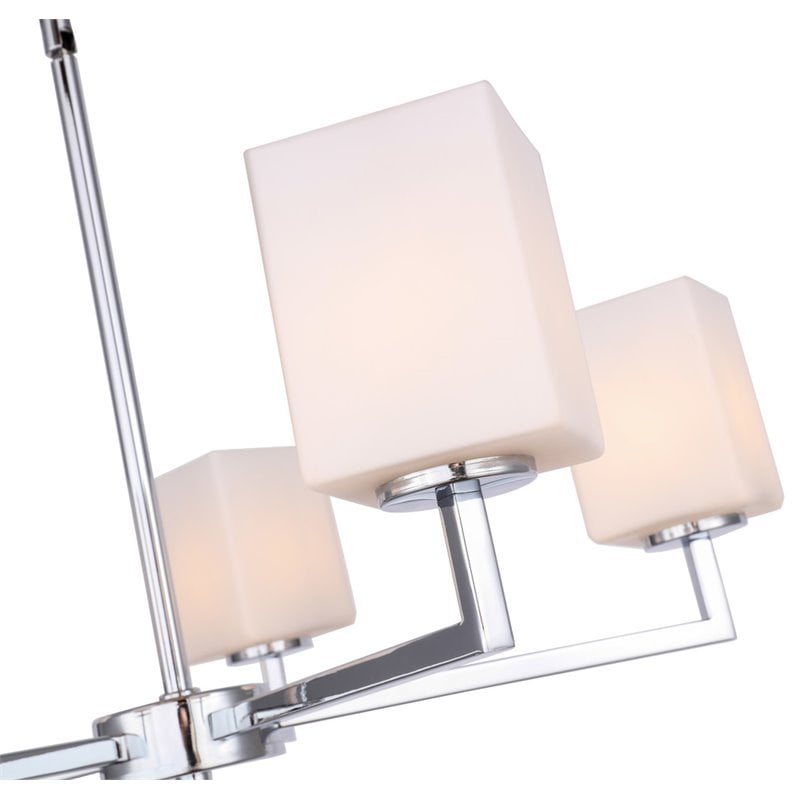 Woodbridge Lighting Candice 5-Light Opal Square Glass Metal Chandelier in Chrome