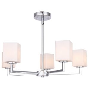 Woodbridge Lighting Candice 5-Light Opal Square Glass Metal Chandelier in Chrome
