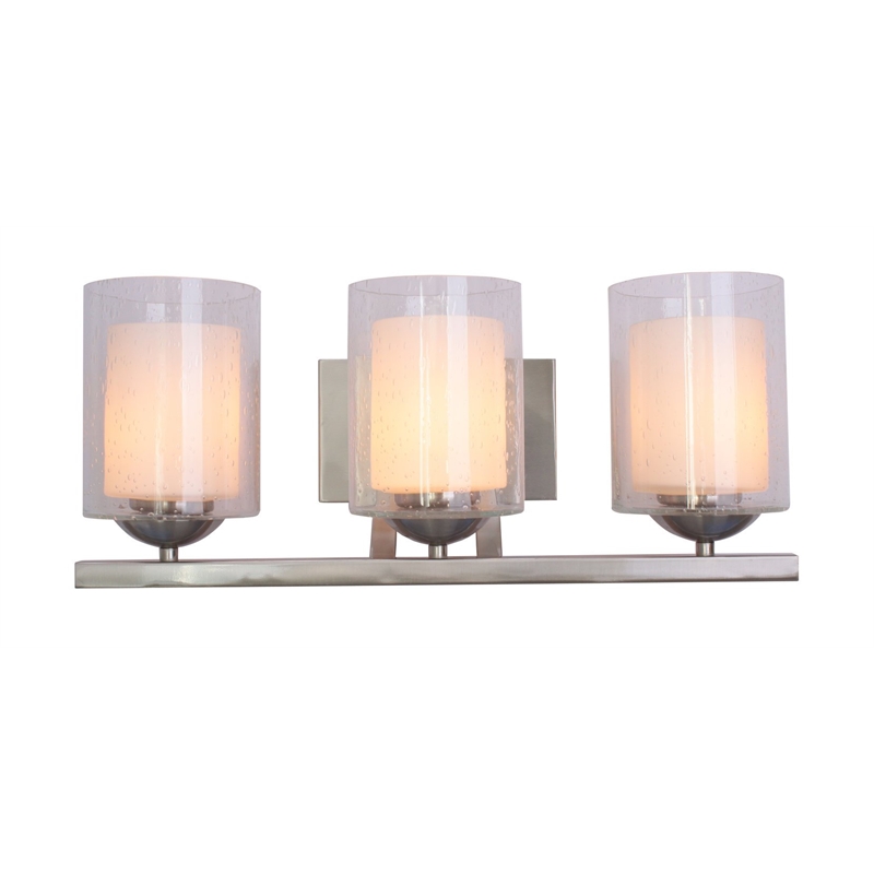 Woodbridge Lighting Cosmo 3-Light Metal Bathroom Light in Satin Nickel