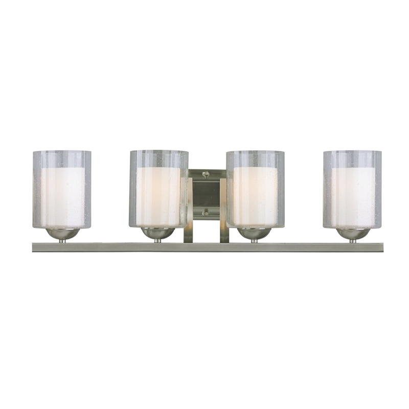 Woodbridge Lighting Cosmo 4-Light Metal Bathroom Light in Satin Nickel