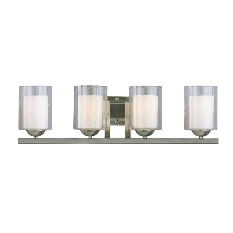 Woodbridge Lighting Cosmo 4-Light Metal Bathroom Light in Satin Nickel