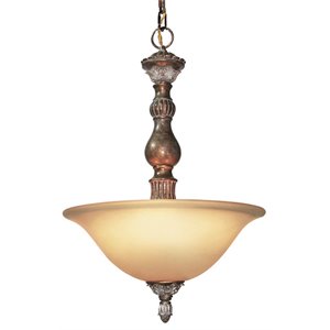 woodbridge lighting worthington 2-light metal bowl pendant in bark brown