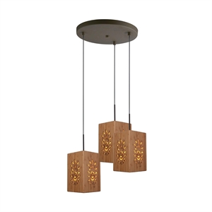 Woodbridge Lighting Light House 3-Light Bamboo Cluster Pendant in Bronze